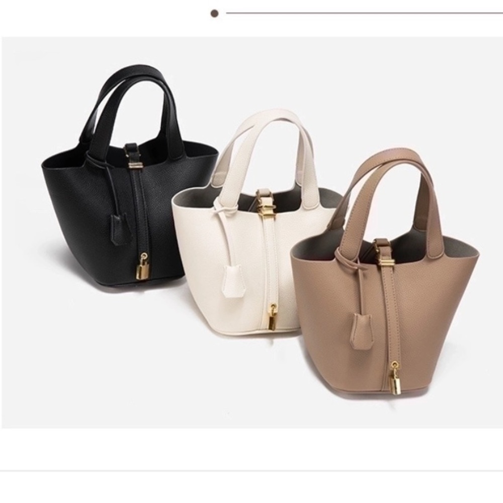 Elegant Women's Tote Bag Set - Black, Cream, Tan